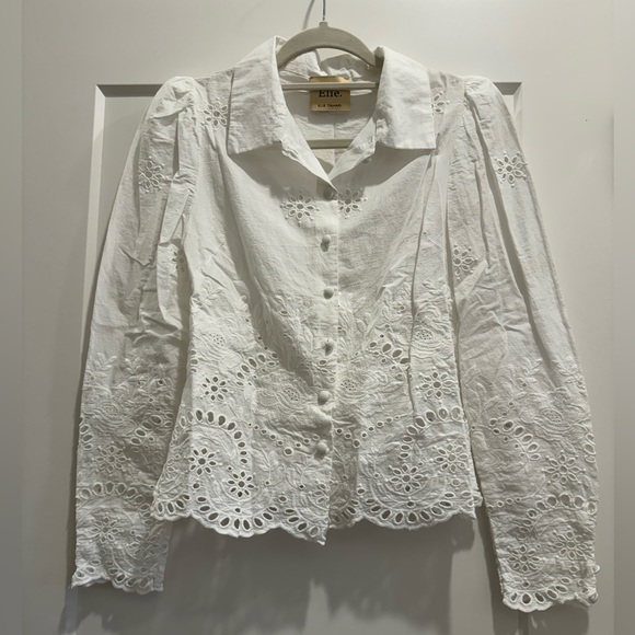 Elie Tahari Tops - NWOT | Elie Tahari | White Embroidered Button Down | Size S